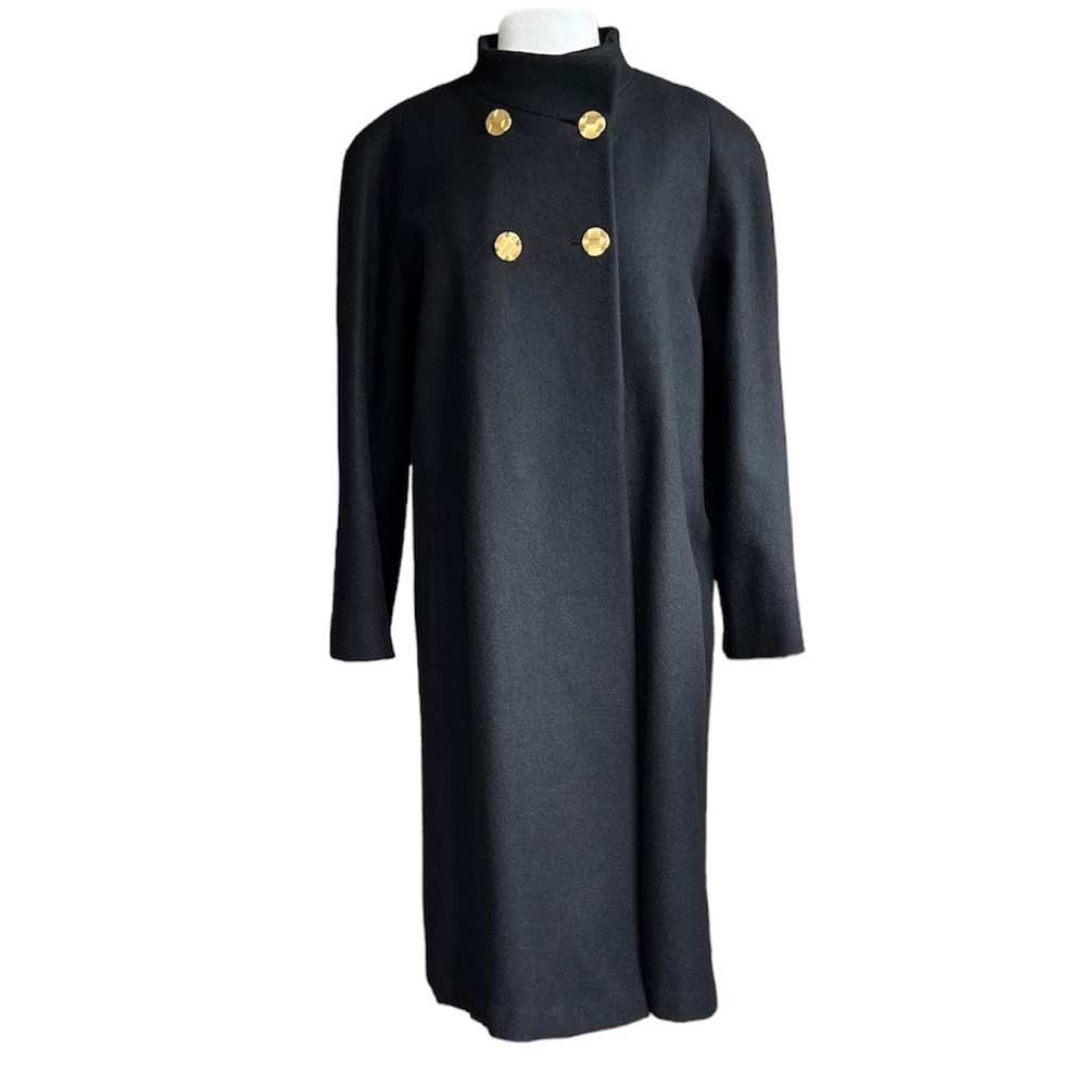 Vintage Wool Blend Long Black Coat